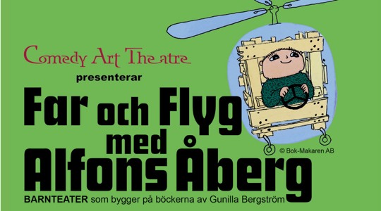 Plakat med information om Alfons Åberg-föreställningen.